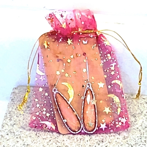 FACETED ART GLASS TEARDROP DANGLE DROP STAINLESS STEEL WIRE HOOK EARRINGS - Picture 6 of 6